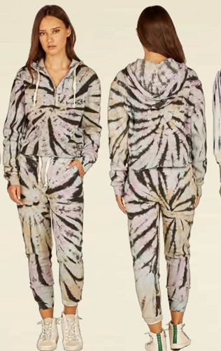 CLEARANCE - Ladies Vintage Havana Grunge Tie Dye Fleece Jogger