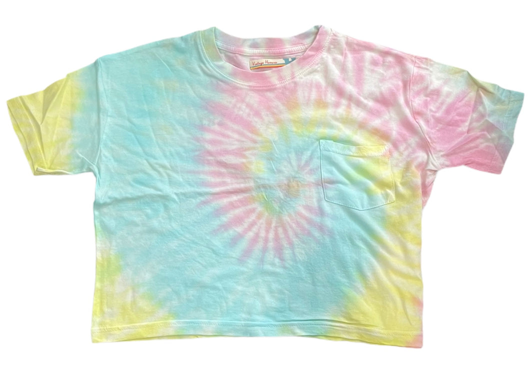 Clearance - Vintage Havana Pastel Rainbow Tie Dye Boxy Tee